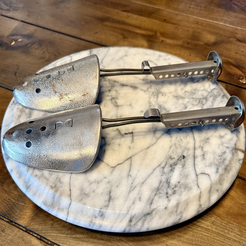VTG 1950s Pair EKCO Hammered MCM Metal‎ Shoe Trees Shaper Stretcher Adjustable
